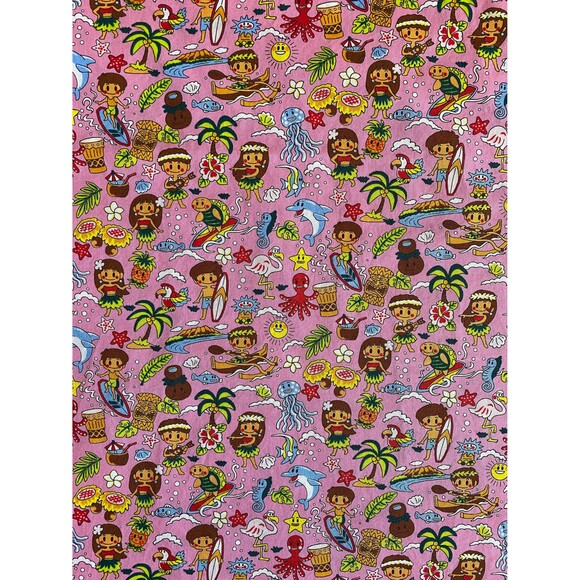 Keiki Summer Pattern Pink Pillowcase | Handmade | 100% Cotton - Picture 4 of 4